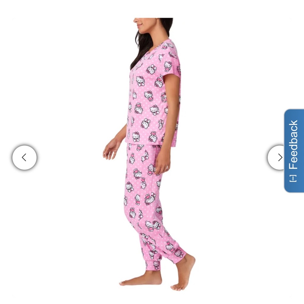 Pink Hello Kitty short sleeve and jogger lounge Set - Picture 3 of 6